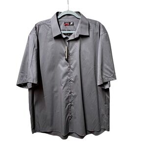 J. Ferrar Men's XXL Castle Rock Slim Stretch Short Sleeve Dress Shirt Gray 18